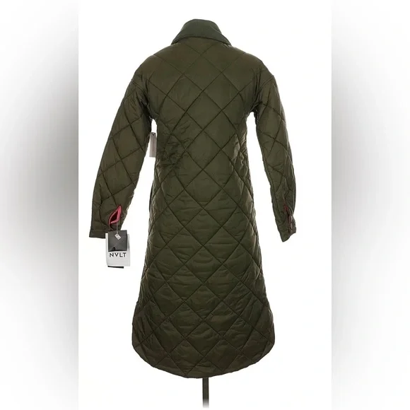 NVLT Quilted Long Green Coat - Picture 2 of 14